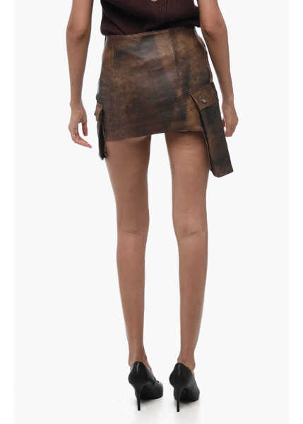 Fuste scurte BAIA Leather Cargo Miniskirt With Asymmetric Pockets Brown Femei (BM 15837917) 2