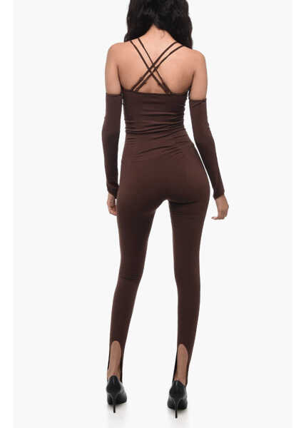 Salopete ANDREADAMO Elasticated Jumpsuite With Stirrups Brown Femei (BM 15837920) 2