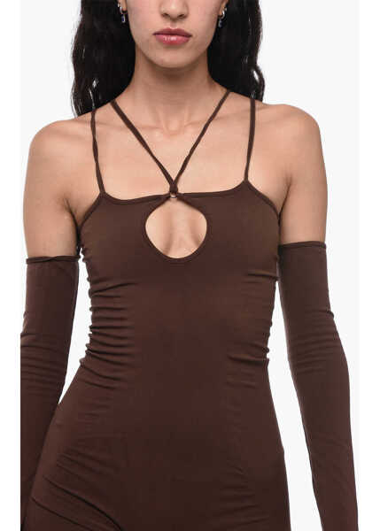 Salopete ANDREADAMO Elasticated Jumpsuite With Stirrups Brown Femei (BM 15837920) 3