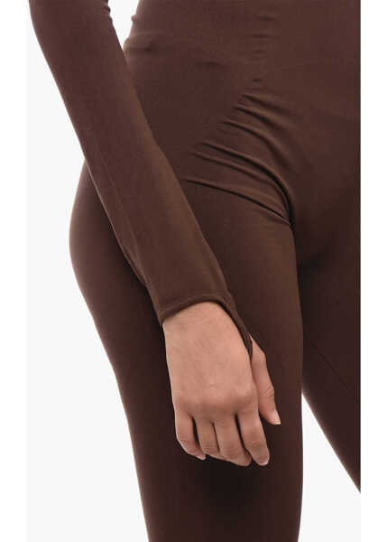 Salopete ANDREADAMO Elasticated Jumpsuite With Stirrups Brown Femei (BM 15837920) 4