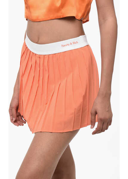 Fuste scurte SPORTY & RICH Pleated Mini Skirt With Logoed Elastic Band Orange Femei (BM 15837929) 3
