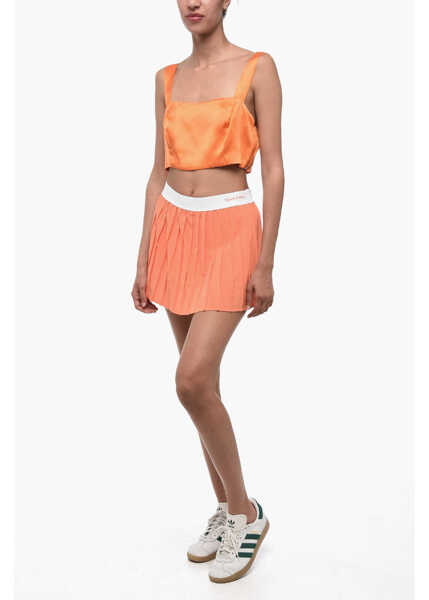Fuste scurte SPORTY & RICH Pleated Mini Skirt With Logoed Elastic Band Orange Femei (BM 15837929) 4