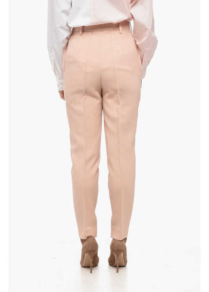 Pantaloni casual Prada Front Pleated Twill Wool Pants Pink Femei (BM 15837983) 2