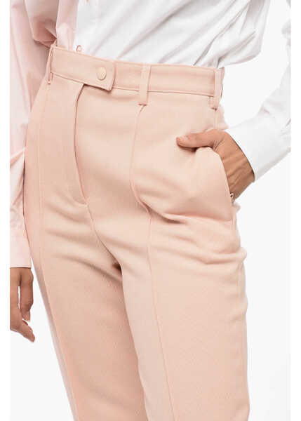 Pantaloni casual Prada Front Pleated Twill Wool Pants Pink Femei (BM 15837983) 3