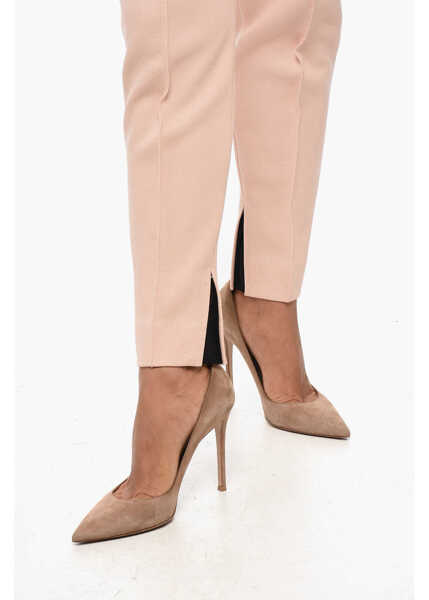 Pantaloni casual Prada Front Pleated Twill Wool Pants Pink Femei (BM 15837983) 4