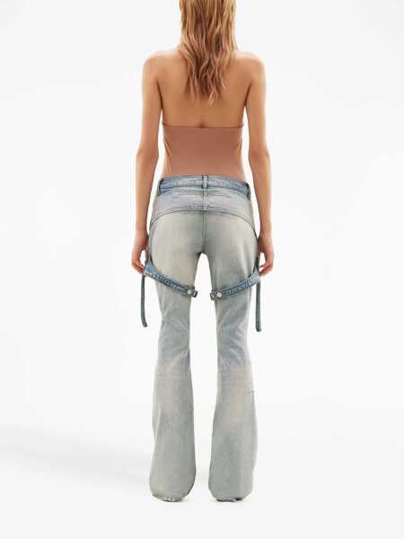 Blugi drepti COURRGES Solid Color Racer Bootcut Jeans With Adjustable Chaps Straps Blue Femei (BM 15838481) 4