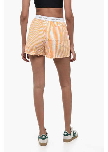Pantaloni scurti SPORTY & RICH Striped Cassie Shorts With Logoed Elastic Band Orange Femei (BM 15838487) 2