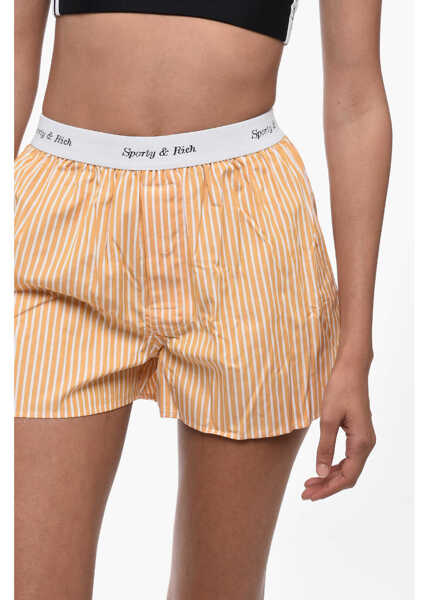 Pantaloni scurti SPORTY & RICH Striped Cassie Shorts With Logoed Elastic Band Orange Femei (BM 15838487) 3