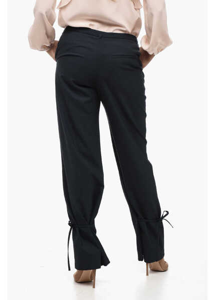 Pantaloni casual EUDON CHOI Relaxed-Fit Pants With Lace Detail Blue Femei (BM 15838517) 2