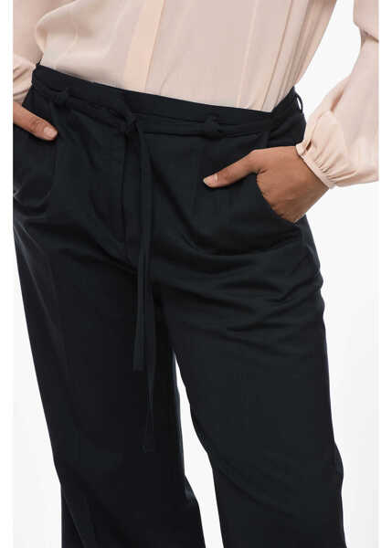 Pantaloni casual EUDON CHOI Relaxed-Fit Pants With Lace Detail Blue Femei (BM 15838517) 3