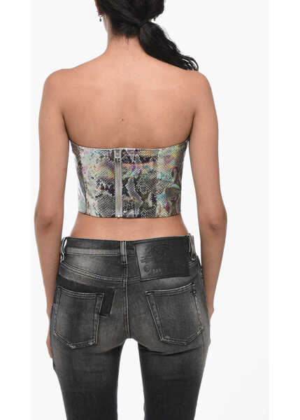 Bluze ROTATE Birger Christensen Snake Effect Strapless Crop Top Multicolor Femei (BM 15838688) 2