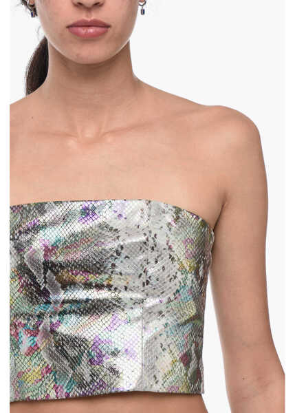Bluze ROTATE Birger Christensen Snake Effect Strapless Crop Top Multicolor Femei (BM 15838688) 3