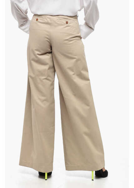 Pantaloni casual JEJIA Double-Pleated Cotton Palazzo Pants Beige Femei (BM 15848480) 2