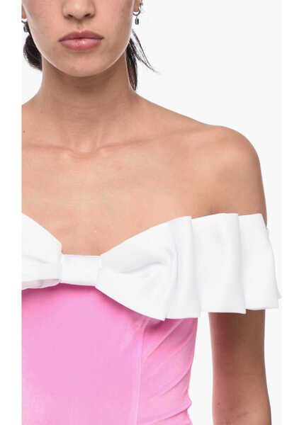 Rochii scurte ADRIANA HOT COUTURE Bodycon Chenille Mini Dress With Maxi Bow Pink Femei (BM 15849143) 3