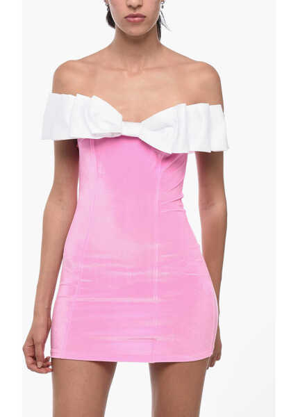 Rochii scurte ADRIANA HOT COUTURE Bodycon Chenille Mini Dress With Maxi Bow Pink Femei (BM 15849143) 4
