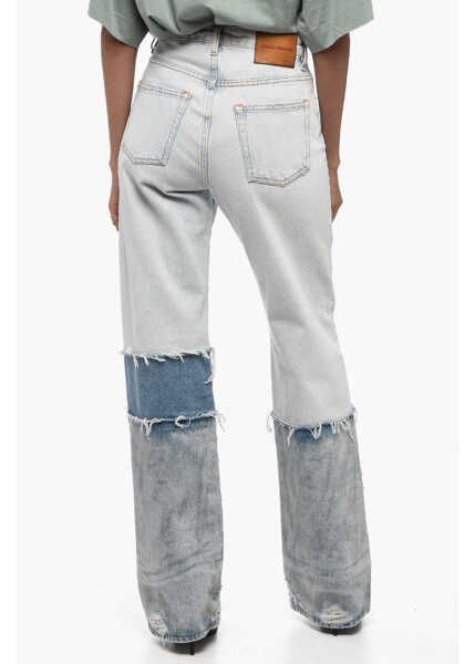 Blugi drepti Heron Preston Cotton Boyfriend Fit Denims With Contrasting Bands 24Cm Light Blue Femei (BM 15849161) 2