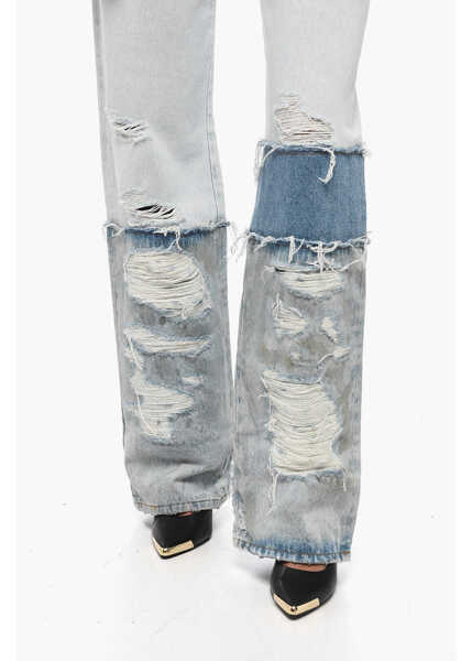 Blugi drepti Heron Preston Cotton Boyfriend Fit Denims With Contrasting Bands 24Cm Light Blue Femei (BM 15849161) 4