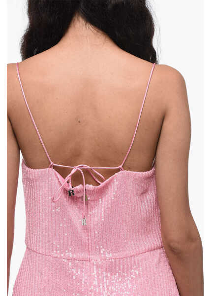 Rochii lungi ROTATE Birger Christensen Sequined Maxi Dress With Wide Slit Pink Femei (BM 15849344) 3