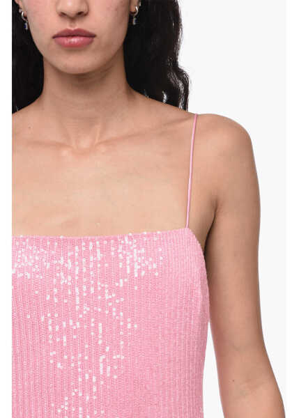 Rochii lungi ROTATE Birger Christensen Sequined Maxi Dress With Wide Slit Pink Femei (BM 15849344) 4