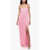 ROTATE Birger Christensen Sequined Maxi Dress With Wide Slit Pink