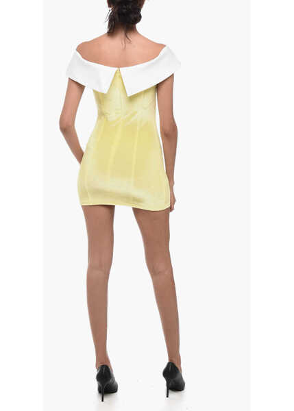 Rochii scurte ADRIANA HOT COUTURE Bodycon Chenille Mini Dress With Maxi Bow Yellow Femei (BM 15849515) 2