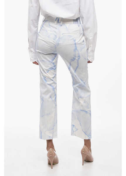 Pantaloni casual True Royal Stretch Cotton Chinos Pants With Murble Motif Light Blue Femei (BM 15849518) 2