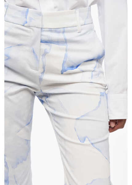 Pantaloni casual True Royal Stretch Cotton Chinos Pants With Murble Motif Light Blue Femei (BM 15849518) 3