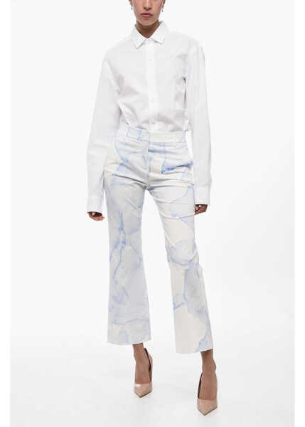 Pantaloni casual True Royal Stretch Cotton Chinos Pants With Murble Motif Light Blue Femei (BM 15849518) 4