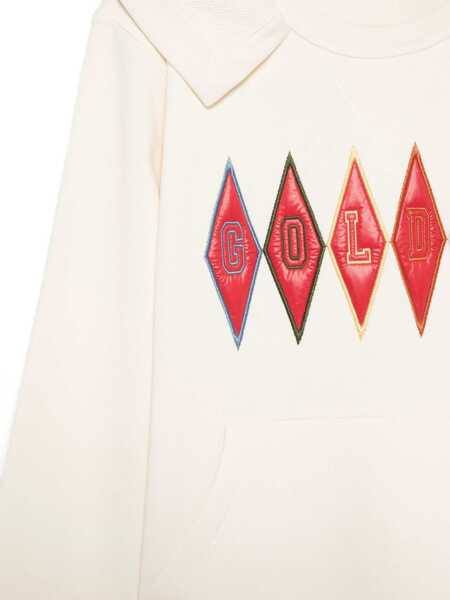 Bluze de trening Golden Goose Journey Boys Regular Hoodie Cotton Sweatshirt Patch Emboidered WHITE Baieti (BM 15849776) 3