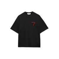 Tricouri Black T-Shirt With Round Neck And Logo Patch On The Rear In Cotton Man Barbati