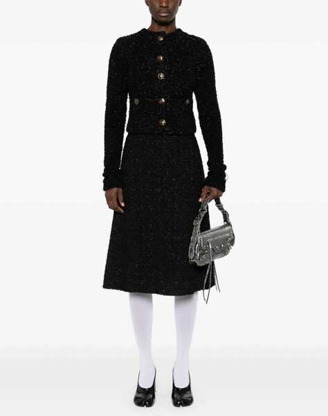 Cardigane Balenciaga Cropped Cardigan In Tweed BLACK Femei (BM 15861686) 2