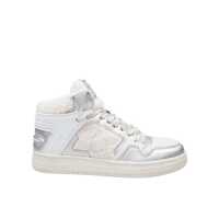 Sneakers Philippe Model Mid Sneaker With Upper In Silver Laminated Calfskin And Faux Sheepskin Effect Fabric Femei