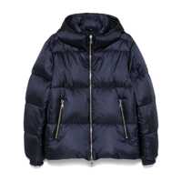 Geci de iarna 'Grami' Blue Down Jacket With Hood And Logo Patch In Tech Fabric Man Barbati