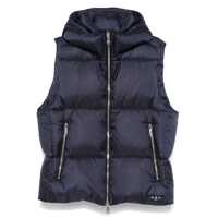 Geci de iarna 'Melko' Blue Sleeveless Down Jacket With Hood And Logo Patch In Tech Fabric Man Barbati