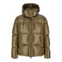 Geci de iarna 'Belbo' Green Down Jacket With Drawstring Hood And Logo Patch In Tech Fabric Man Barbati