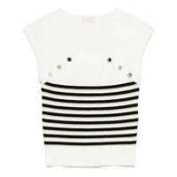Pulovere Liu Jo Black And White Striped Top With Buttons Femei