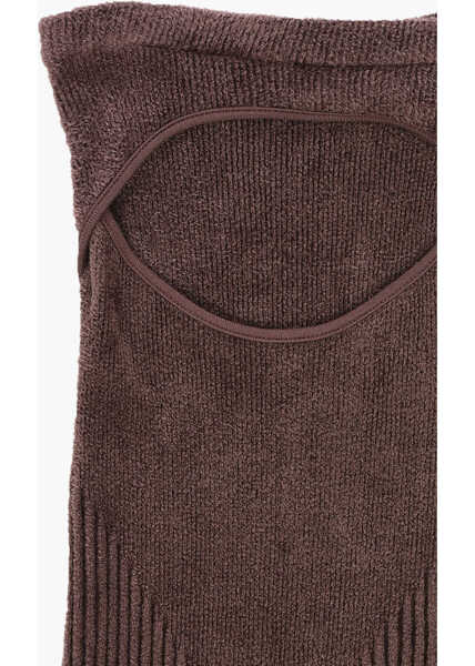 Fuste lungi ANDREADAMO Ribbed Chenille Pencil Skirt With Cut-Out Detail Brown Femei (BM 15891101) 2