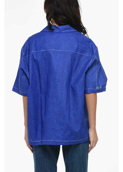 Camasi casual SUNNEI Linen Shirt With Breast Pocket Blue Barbati (BM 15891116) 2