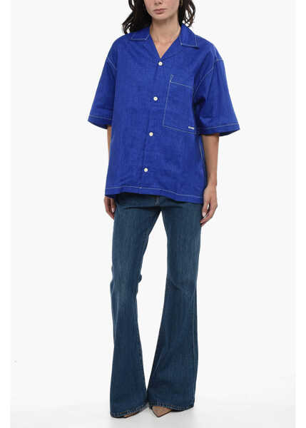 Camasi casual SUNNEI Linen Shirt With Breast Pocket Blue Barbati (BM 15891116) 4