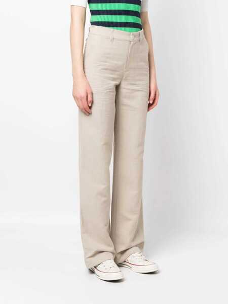 Pantaloni casual A.P.C. Linen And Cotton Blend Pants Beige Femei (BM 15891131) 3
