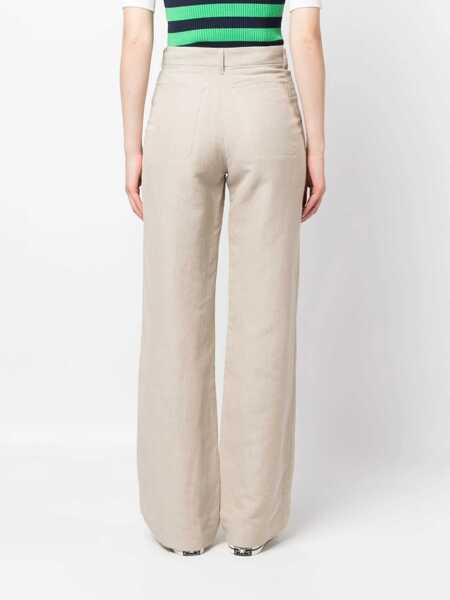 Pantaloni casual A.P.C. Linen And Cotton Blend Pants Beige Femei (BM 15891131) 4