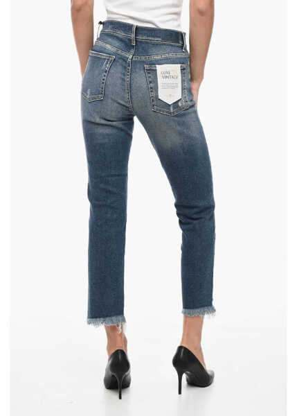 Blugi skinny 7 For All Mankind Luxe Vintage Distressed Cropped Denims Blue Femei (BM 15891137) 2