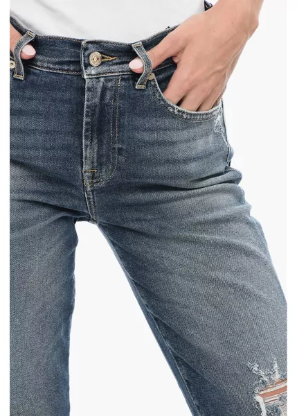 Blugi skinny 7 For All Mankind Luxe Vintage Distressed Cropped Denims Blue Femei (BM 15891137) 3