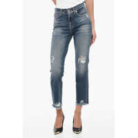 Blugi skinny Luxe Vintage Distressed Cropped Denims Femei