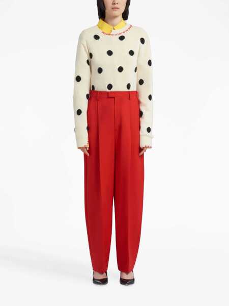 Pantaloni casual Marni Wool Loose-Fit Pants With Pleats Red Femei (BM 15891146) 2