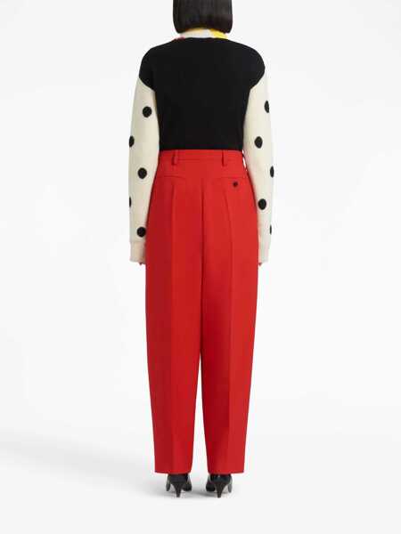 Pantaloni casual Marni Wool Loose-Fit Pants With Pleats Red Femei (BM 15891146) 4