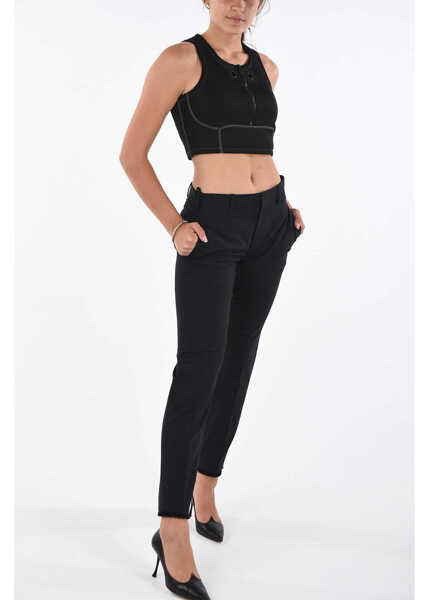 Pantaloni casual Neil Barrett 40 It Dark Blue Straight Pants Slim Fit Regular Rise Blue Femei (BM 15891311) 4