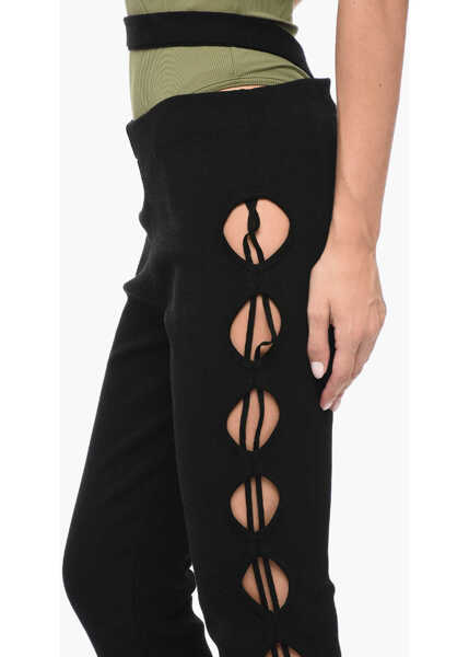 Pantaloni casual ANDREADAMO High-Waisted Knit Flared Pants With Cut-Out Details Black Femei (BM 15891323) 3