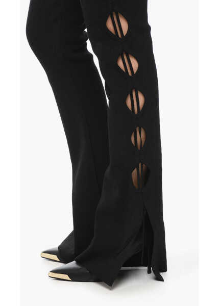 Pantaloni casual ANDREADAMO High-Waisted Knit Flared Pants With Cut-Out Details Black Femei (BM 15891323) 4