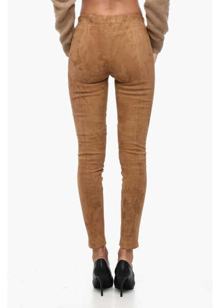 Pantaloni casual Woolrich Elastic Waistband Suede Leggings Brown Femei (BM 15891332) 2